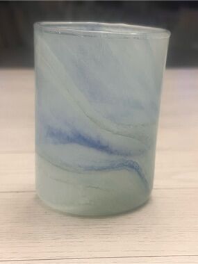 Murano Vetreria Seafoam and Blue Swirls Handcrafted Glass Tumbler NWT